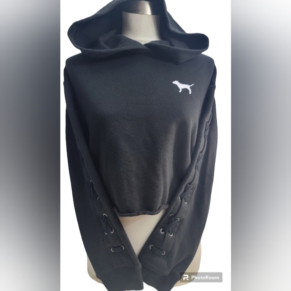 Pink Victorias Secret size Small Cropped hoodie/sweatshirt. Long sleeved. - Picture 12 of 13